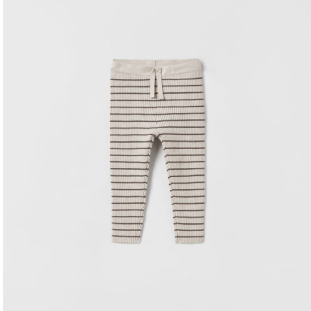 Zara Striped Ribbed Knit Leggings